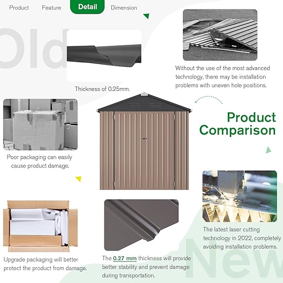 U-MAX 6 x 4FT Outdoor Storage Shed, Lockable Bike Shed,Garden Shed &Tool Shed for Backyard, Patio, Lawn, easy assembly