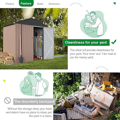U-MAX 6 x 4FT Outdoor Storage Shed, Lockable Bike Shed,Garden Shed &Tool Shed for Backyard, Patio, Lawn, easy assembly