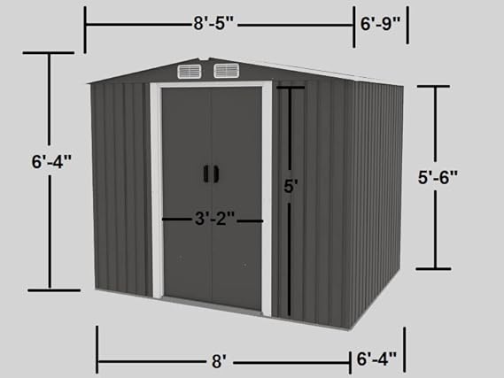 RELYARD 6X8 Metal Outdoor Storage Garden SHED