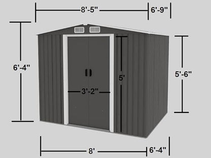 RELYARD 6X8 Metal Outdoor Storage Garden SHED