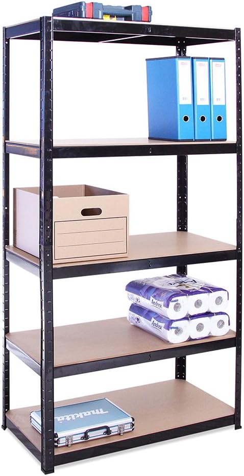 G-Rack 5 Tier Garage Shelving Units: 71 x 35 x 18-Inch - Heavy-Duty Storage Shelves - 1 Bay (400lbs Per Shelf) 2000 lbs Capacity for Workshop, Shed, Office - Adjustable & Free-Standing Utility - Black