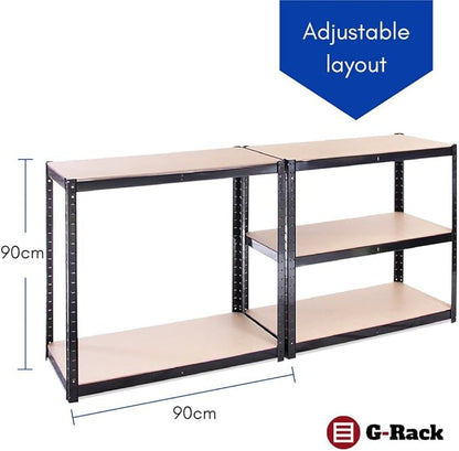 G-Rack 5 Tier Garage Shelving Units: 71 x 35 x 18-Inch - Heavy-Duty Storage Shelves - 1 Bay (400lbs Per Shelf) 2000 lbs Capacity for Workshop, Shed, Office - Adjustable & Free-Standing Utility - Black