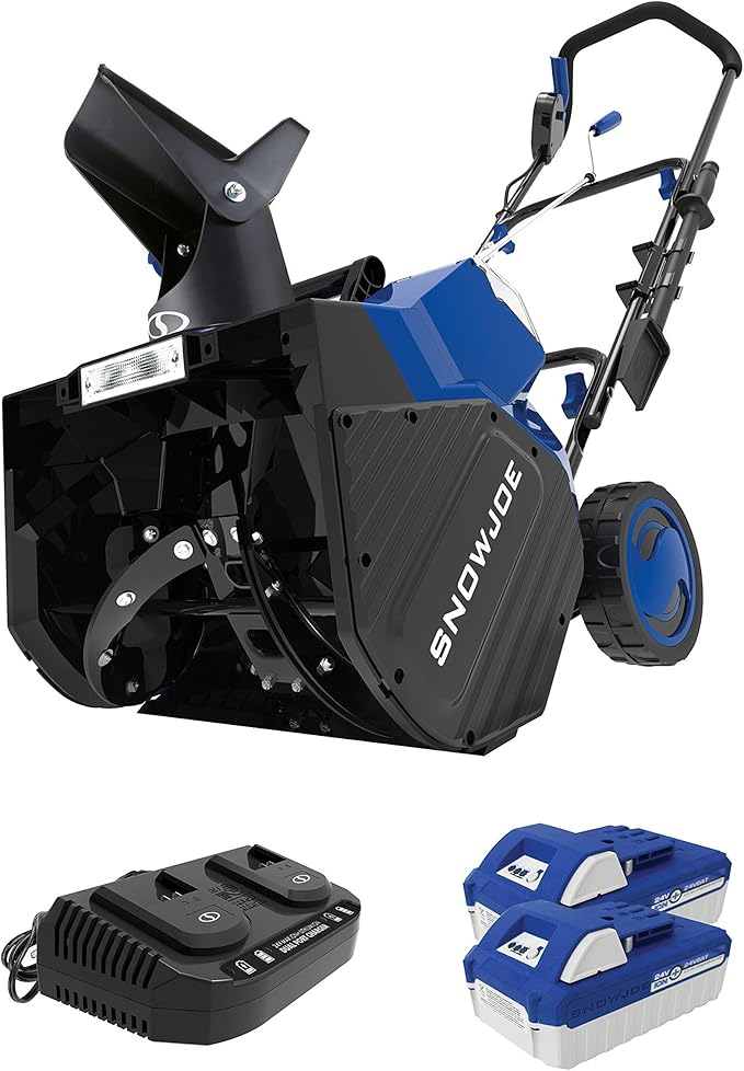 Snow Joe 24-Volt IONMAX Cordless Snow Blower (18-Inch Width, Standard Kit (w/2 x 4-Amp Batteries)) Includes batteries and charger