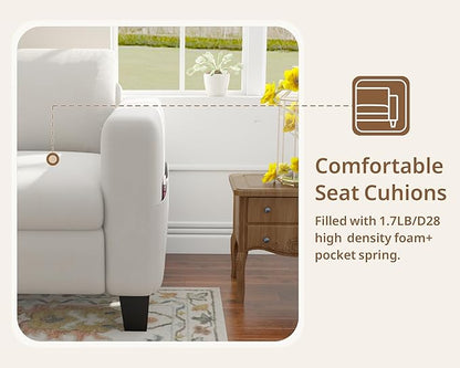 Sectional Sofa Couches for Living Room 78" L Shaped Sofas with Storage Ottoman Small 3 Seater Couch Velvet Fabric, Beige