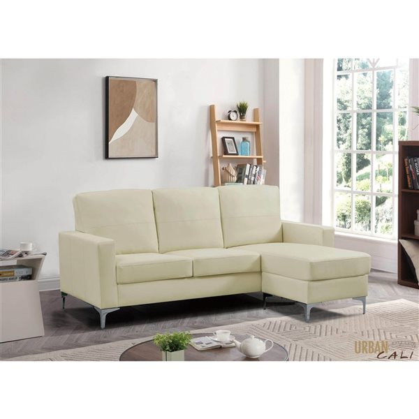 Urban Cali Del Mar 78.74-in Wide Faux Leather Sectional Sofa with Reversible Chaise