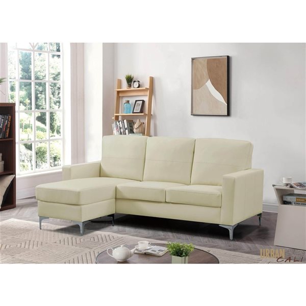 Urban Cali Del Mar 78.74-in Wide Faux Leather Sectional Sofa with Reversible Chaise