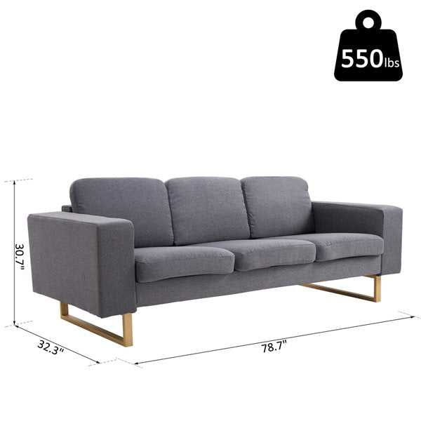 HomCom Modern Grey Linen Sofa