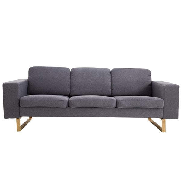 HomCom Modern Grey Linen Sofa