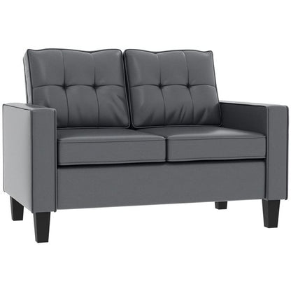 HomCom Modern Grey Faux Leather and Plastic Loveseat