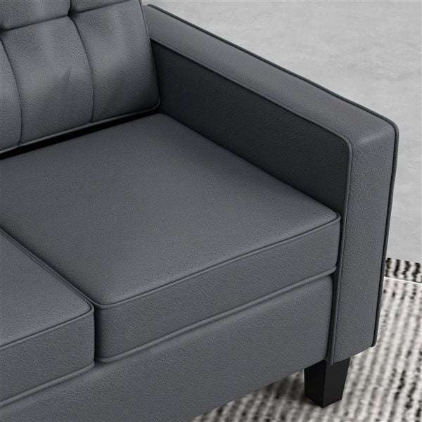 HomCom Modern Grey Faux Leather and Plastic Loveseat