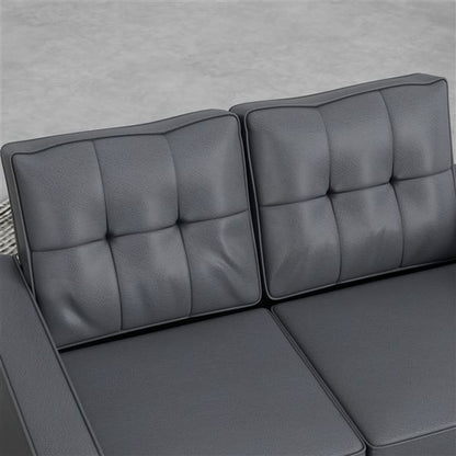 HomCom Modern Grey Faux Leather and Plastic Loveseat