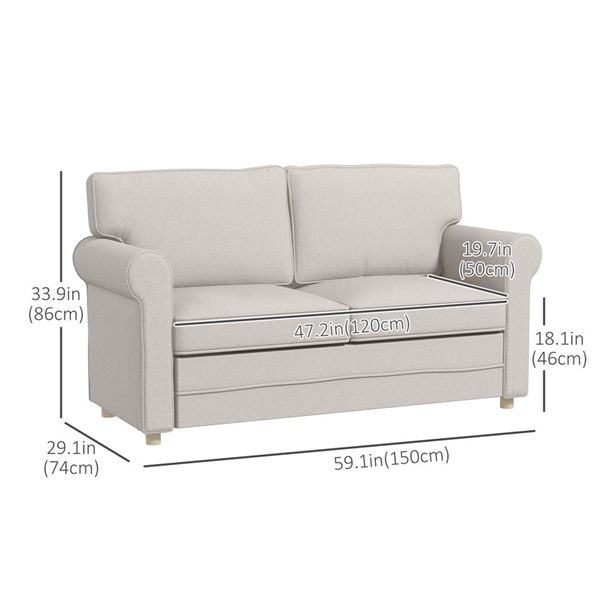 HomCom 59-in Light Grey Loveseat Sofa