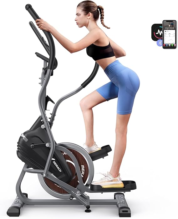 MERACH Elliptical Machines for Home, 3 in 1 Cardio Climber Stepping Elliptical Machine with MERACH APP Compact Elliptical Exercise Machine, & Stair Stepper Trainer, 16-Level Magnetic Resistance