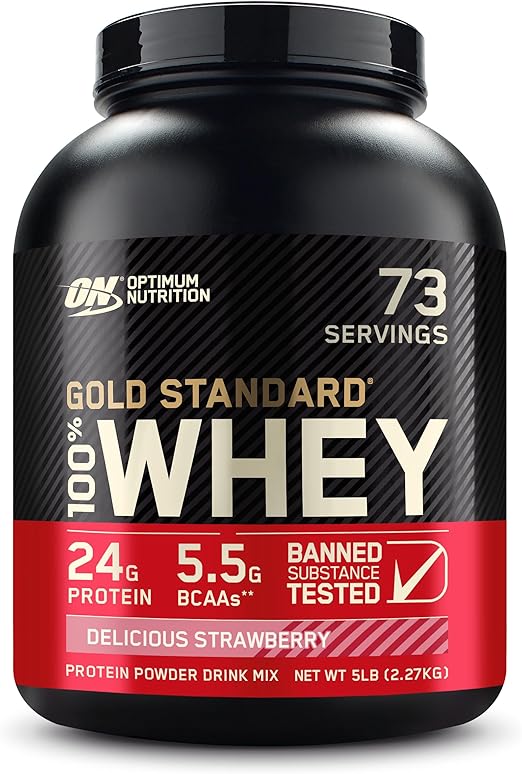 Optimum Nutrition Gold Standard 100% Whey Protein Powder, Optimum Nutrition Gold Standard 100% Whey Protein Powder, Delicious Strawberry, 5 Pound