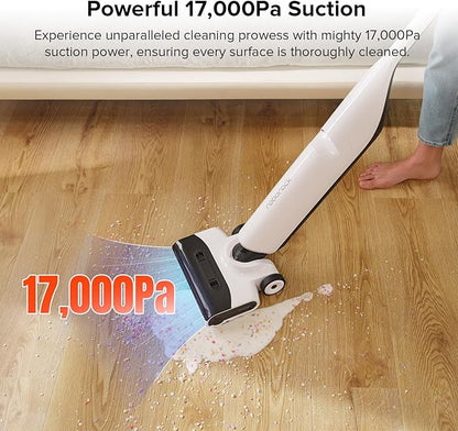 Roborock Flexi Lite Wet Dry Vacuum Cleaner Cordless, Lightweight Vacuum Mop with 17000 Pa Suction, 180° FlatReach Design, Self-Cleaning and Hot Air Dry Floor Cleaner for Mopping Hard Floors