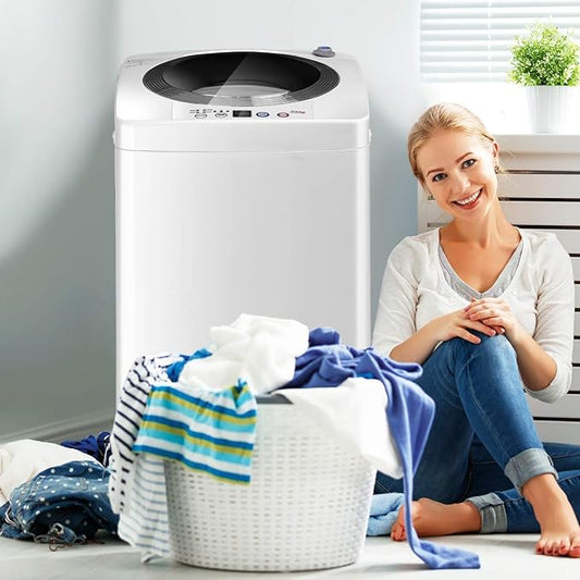 Giantex Portable Washing Machine, Full Automatic Washer and Spinner dryer Combo, with Built-in Pump Drain 8 LBS Capacity Compact Laundry Washer Spinner for Apartment RV Dorm