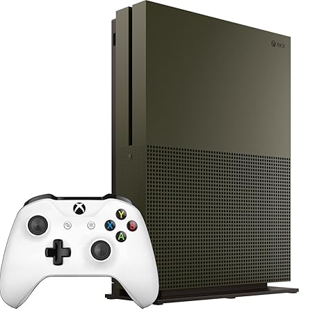 Xbox One S 1TB Military Green Special Edition Console and White Controller